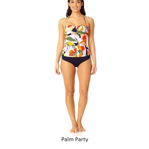NWT Anne Cole Womens Shirred Bandeau Tankini Top Multicolor Size XS-L $70 LLL226 - Picture 3 of 10